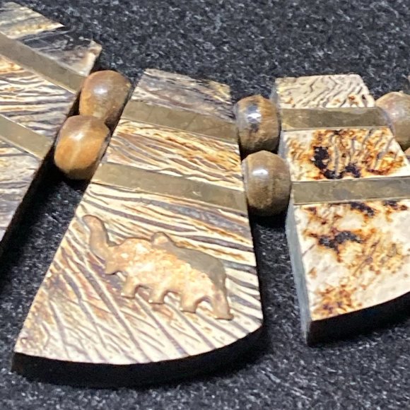 Wood & Metal Elephant Necklace - Picture 6 of 14